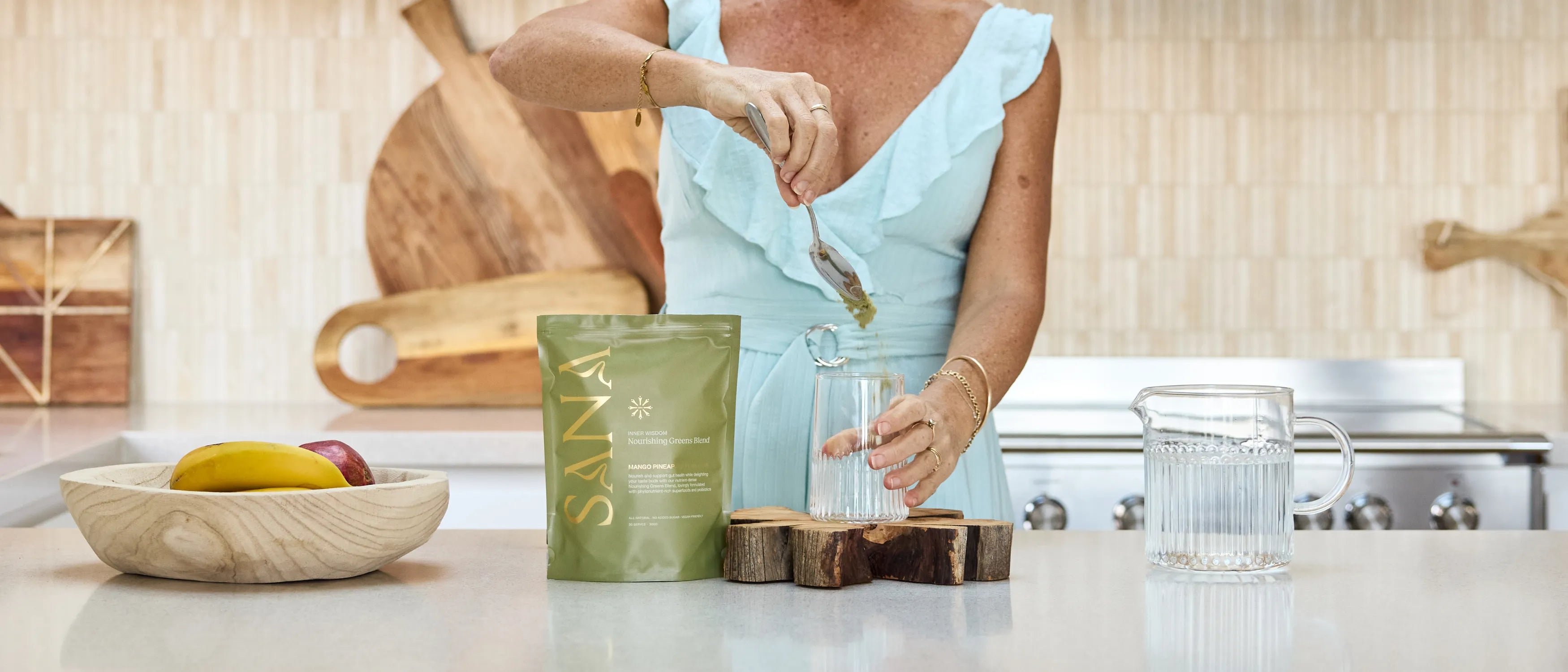 Making Sana Daily Greens Powder