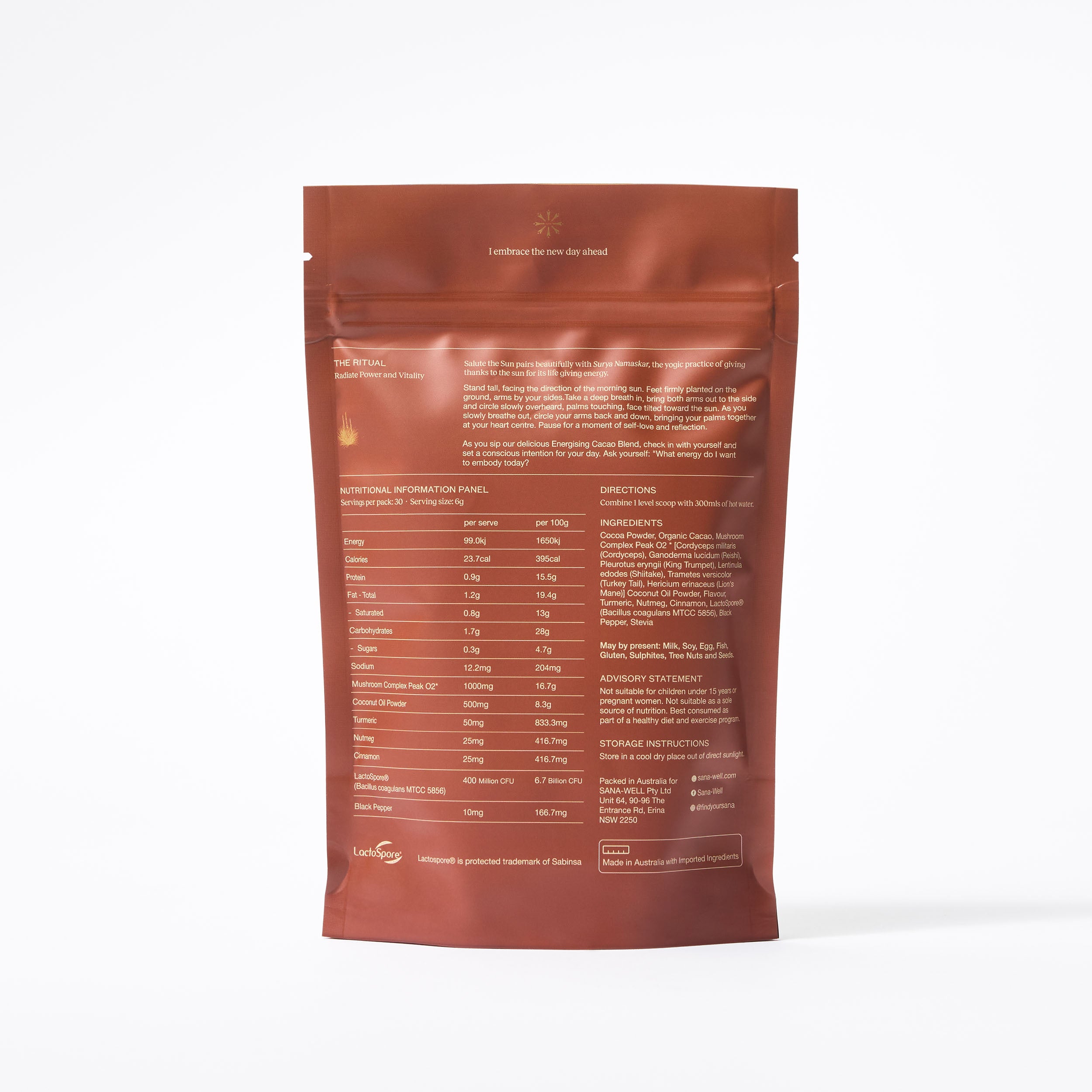 Energising Cacao Blend - nutritional information