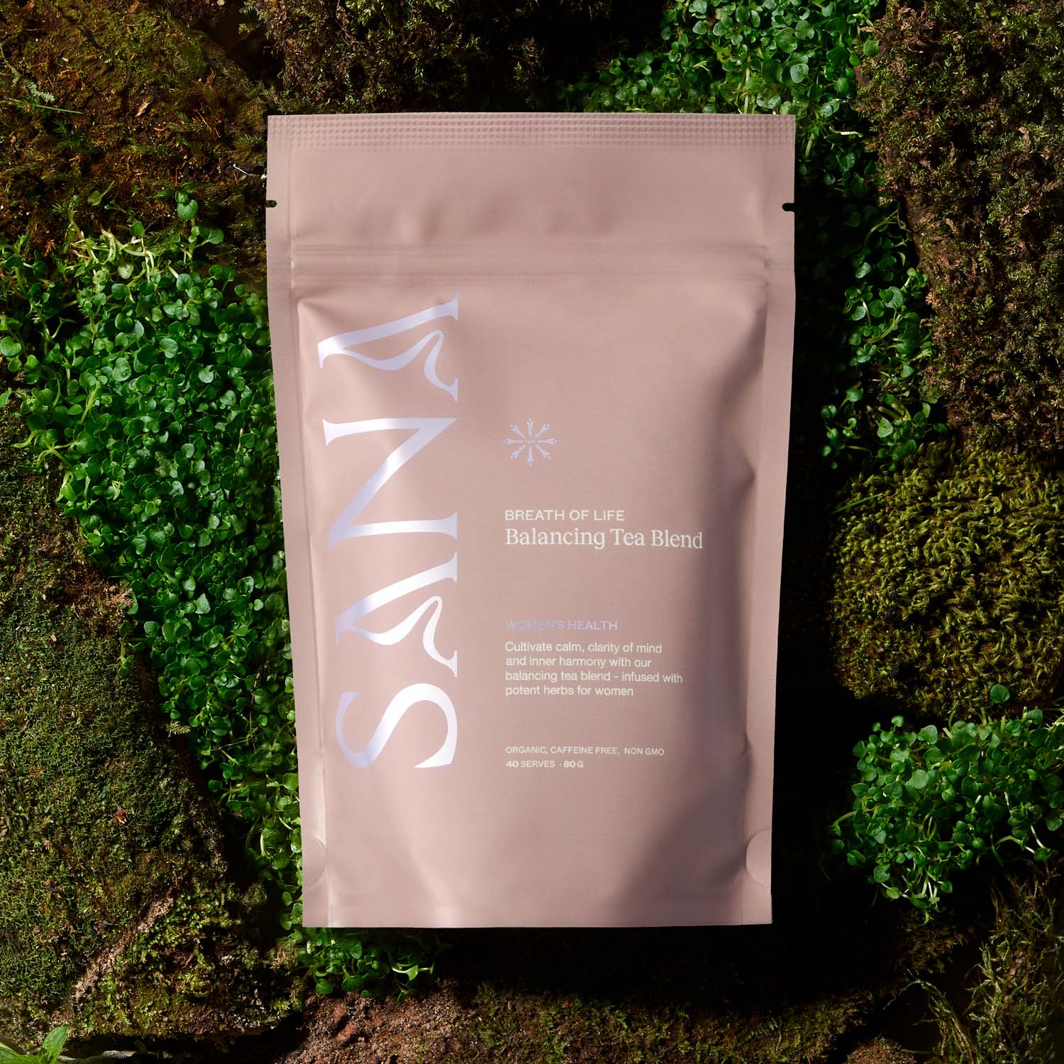 SANA Women's Health Tea Blend package on a natural background